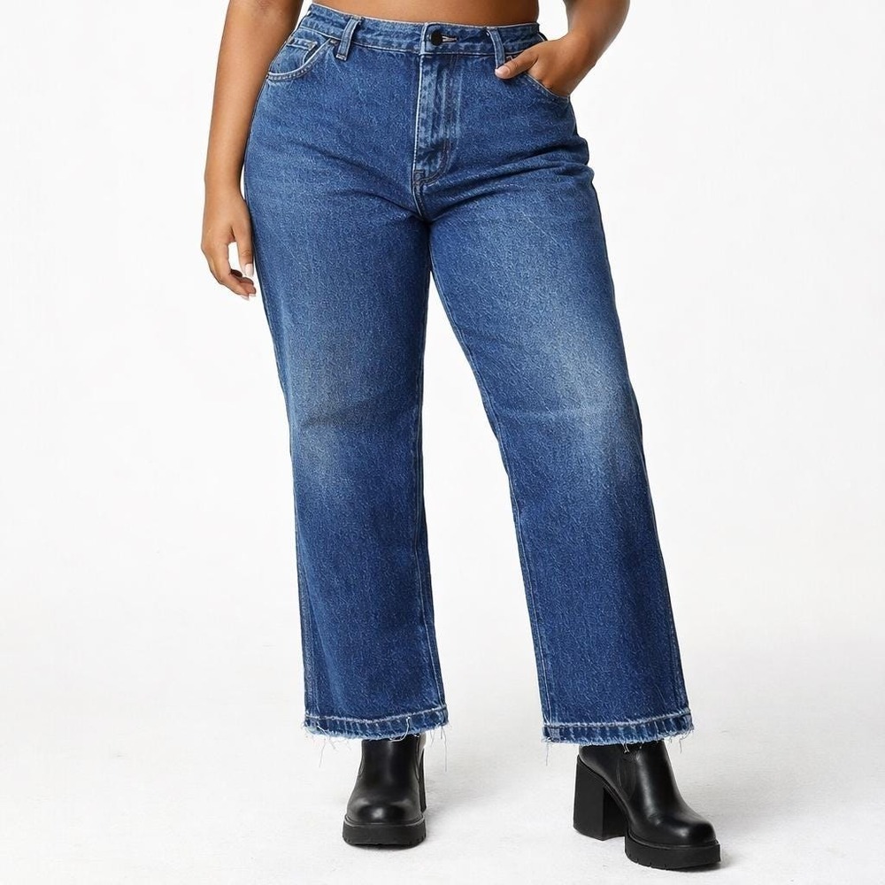 70s Vintage Rustler High Rise Western Jeans Womens 38x29 Plus Size Dark Blue